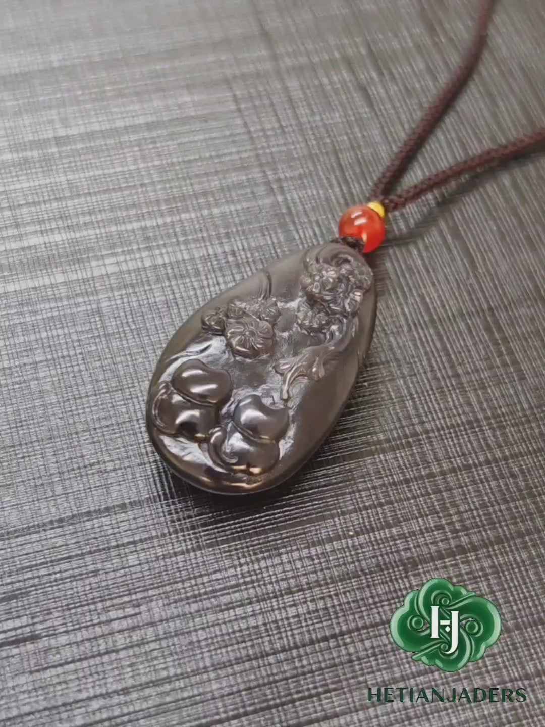 Authentic Hetian Imperial Purple Jade Carved Pendant / 和田玉帝王紫雕刻吊坠