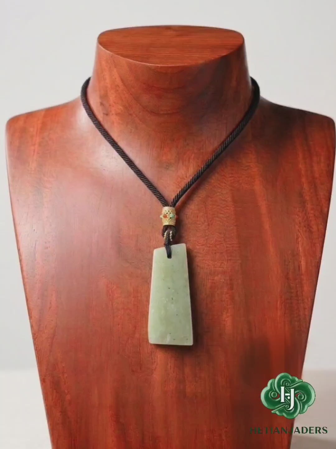 Authentic Hetian Ruoqiang Golden Emerald Yellow Jade Pendant Necklace /  和田玉若羌金翠点墨黄口无事牌