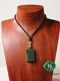 Authentic Hetian Bluish Hue Sha Zhao Green Sugar Jade Wushi Pendant / 和田玉蓝调沙枣青带糖无事牌吊坠