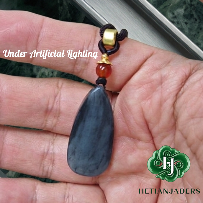 Authentic Hetian Tricolor Qing Hua Teardrop Jade Pendant / 和田玉籽料3色青花玉吊坠
