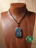 Authentic Hetian Jade Seed Stone Tricolor QingHua 3*5 WuShi Pendant / 和田玉3色青花籽料3*5无事牌