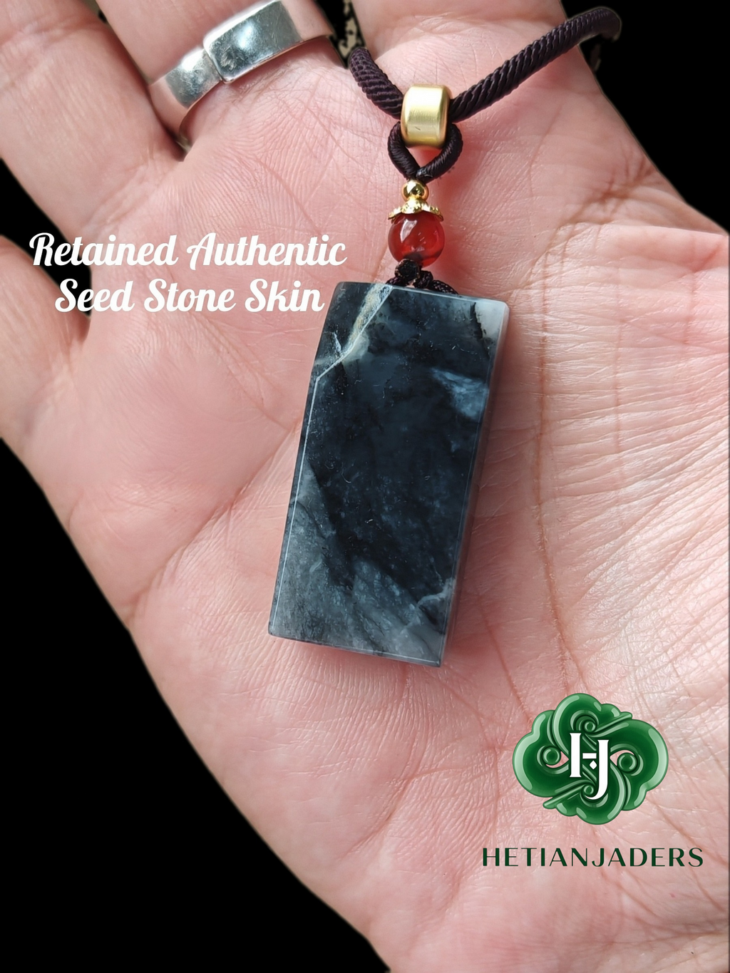 Authentic Hetian Tricolor Sugar Qing Hua Wu Shi Pai Jade Seed Pendant / 和田玉籽料3色青花无事牌