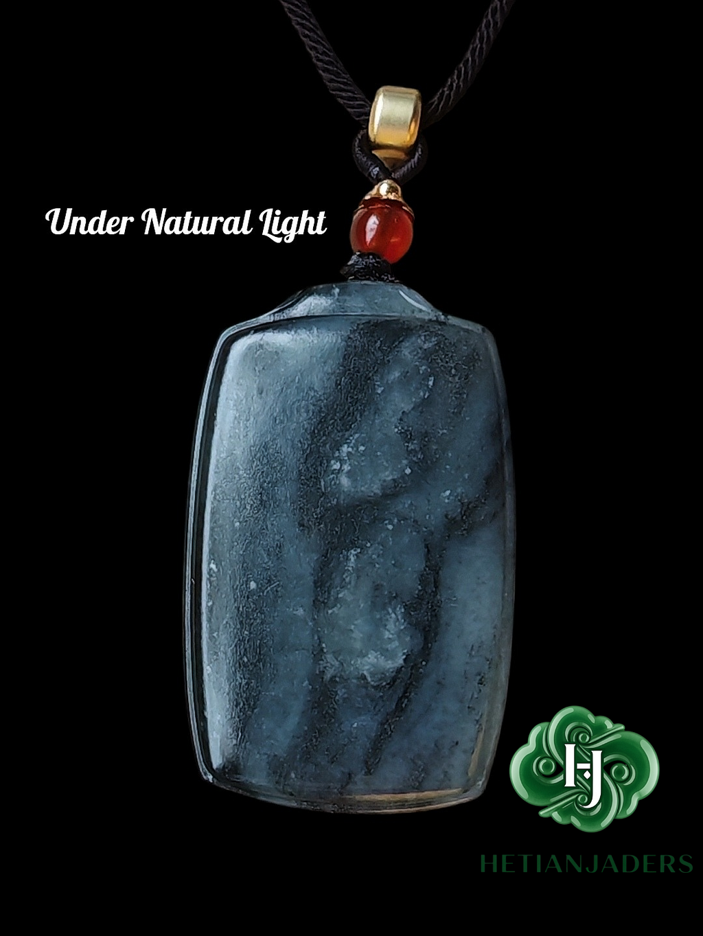 Authentic Hetian Jade Seed Stone Tricolor QingHua 3*5 WuShi Pendant / 和田玉3色青花籽料3*5无事牌