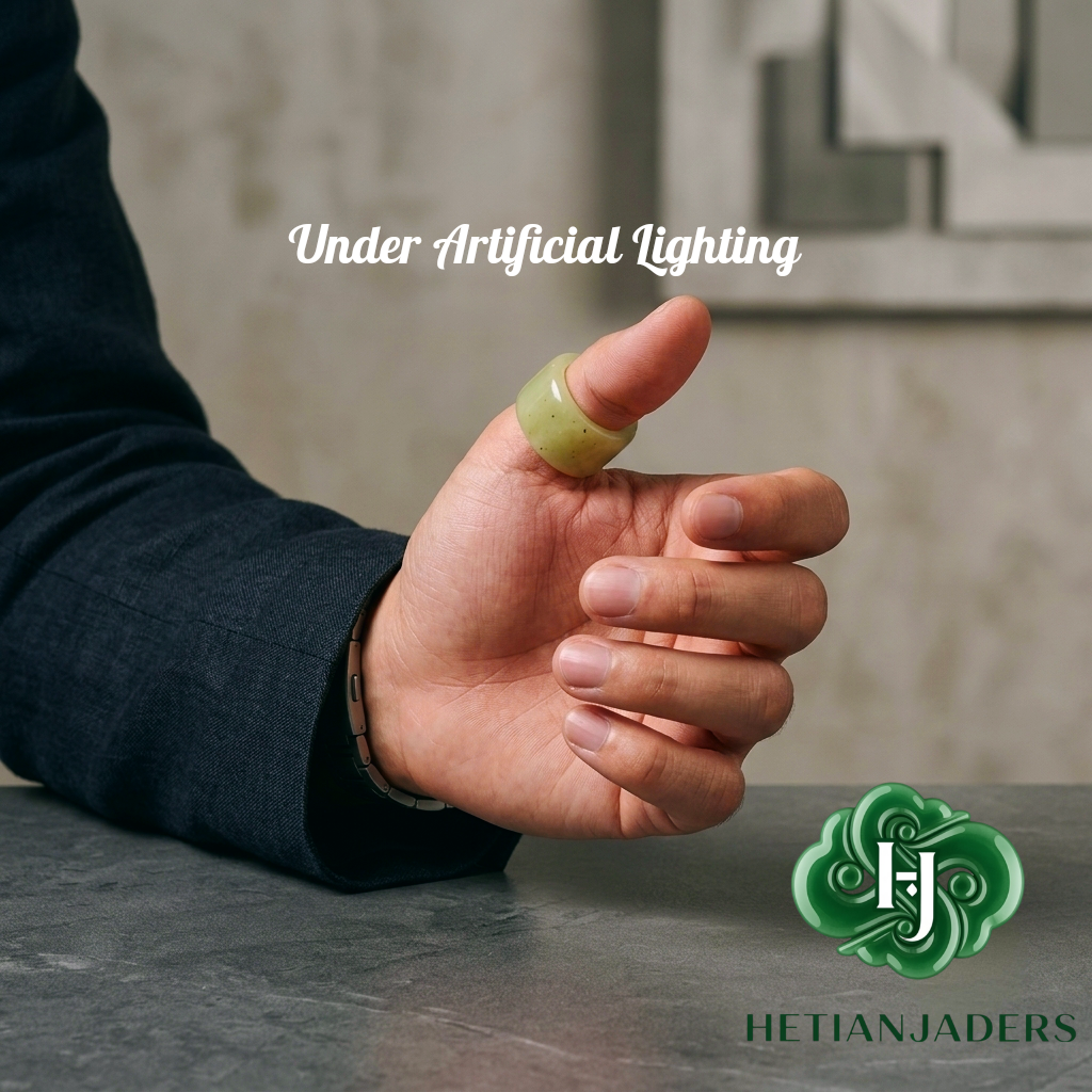 Authentic Hetian Ruoqiang Yellow Jade 21mm Archer's Thumb Ring / 和田玉若羌黄口扳指卡21
