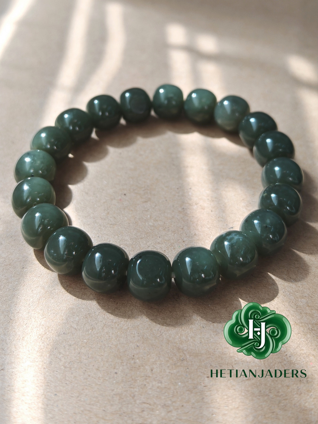 Authentic Hetian Seed ShaZhaoQing 11*10 Old Style Beads Jade Bracelet / 和田玉籽点墨蓝调沙枣青11*10老形珠手串