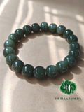 Authentic Hetian Seed ShaZhaoQing 11*10 Old Style Beads Jade Bracelet / 和田玉籽点墨蓝调沙枣青11*10老形珠手串