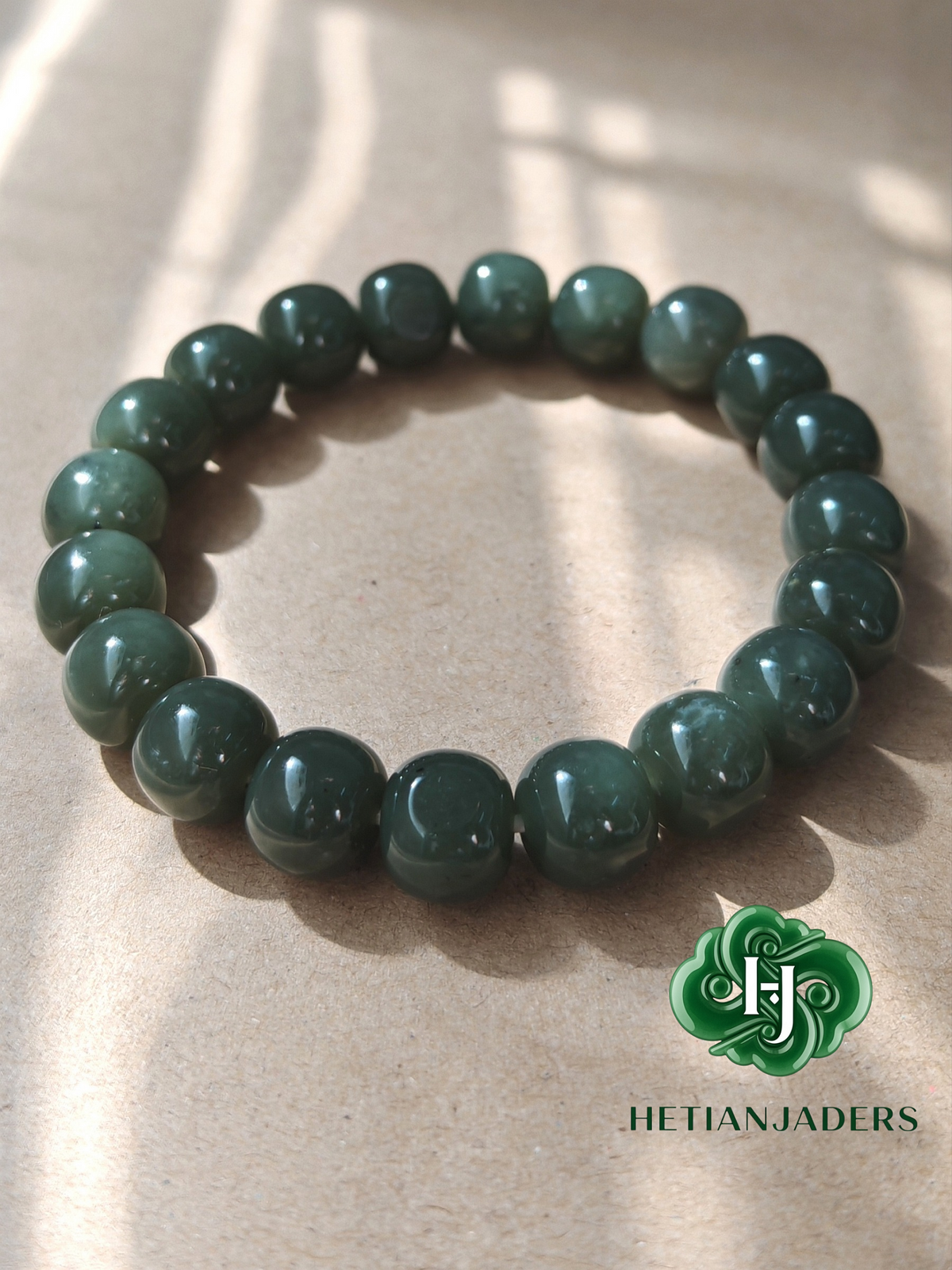 Authentic Hetian Seed ShaZhaoQing 11*10 Old Style Beads Jade Bracelet / 和田玉籽点墨蓝调沙枣青11*10老形珠手串