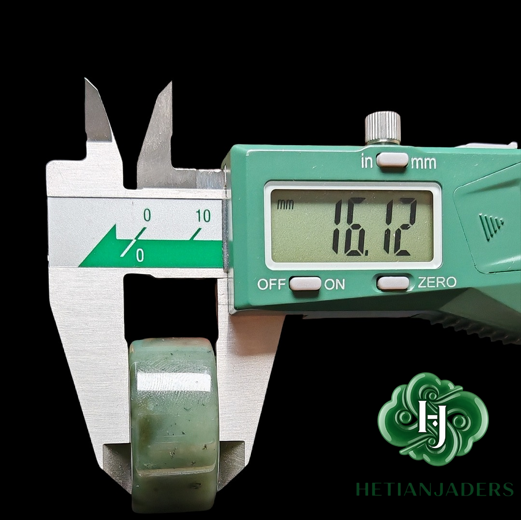 Authentic Hetian Biyu Jade Archer's Thumb Ring Size 21mm / 和田玉碧玉扳指卡21毫米