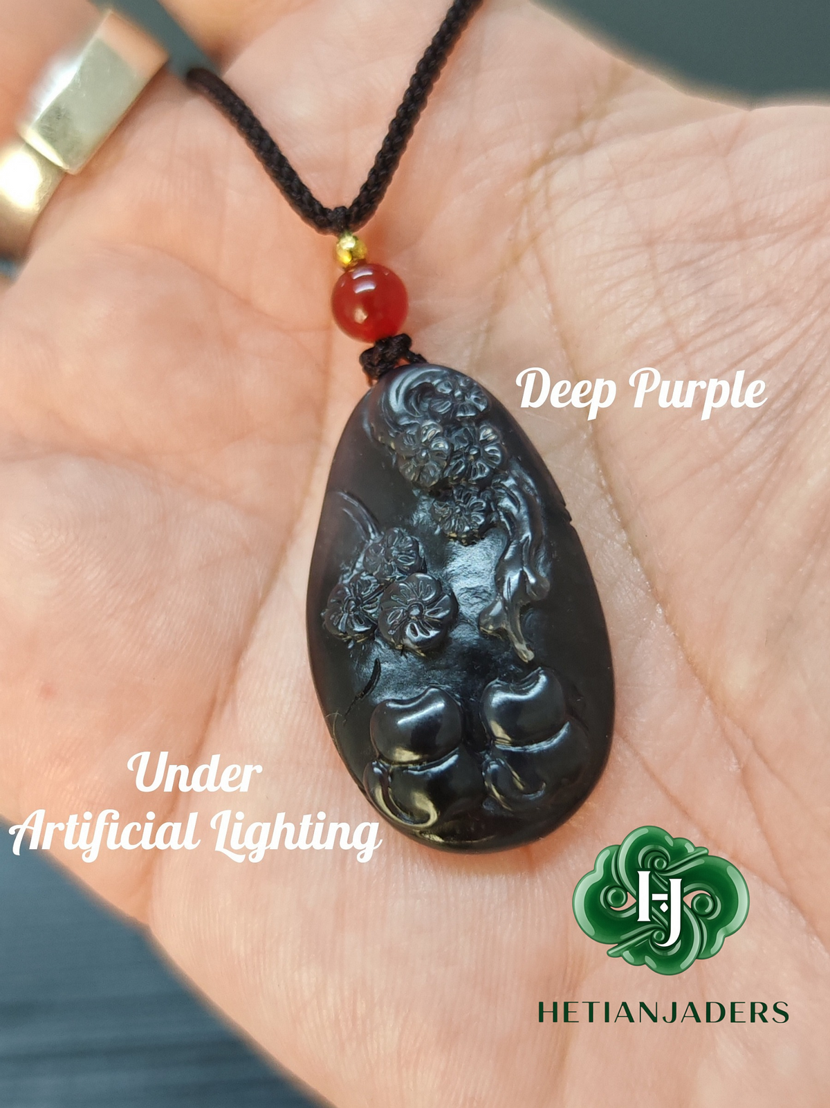 Authentic Hetian Imperial Purple Jade Carved Pendant / 和田玉帝王紫雕刻吊坠