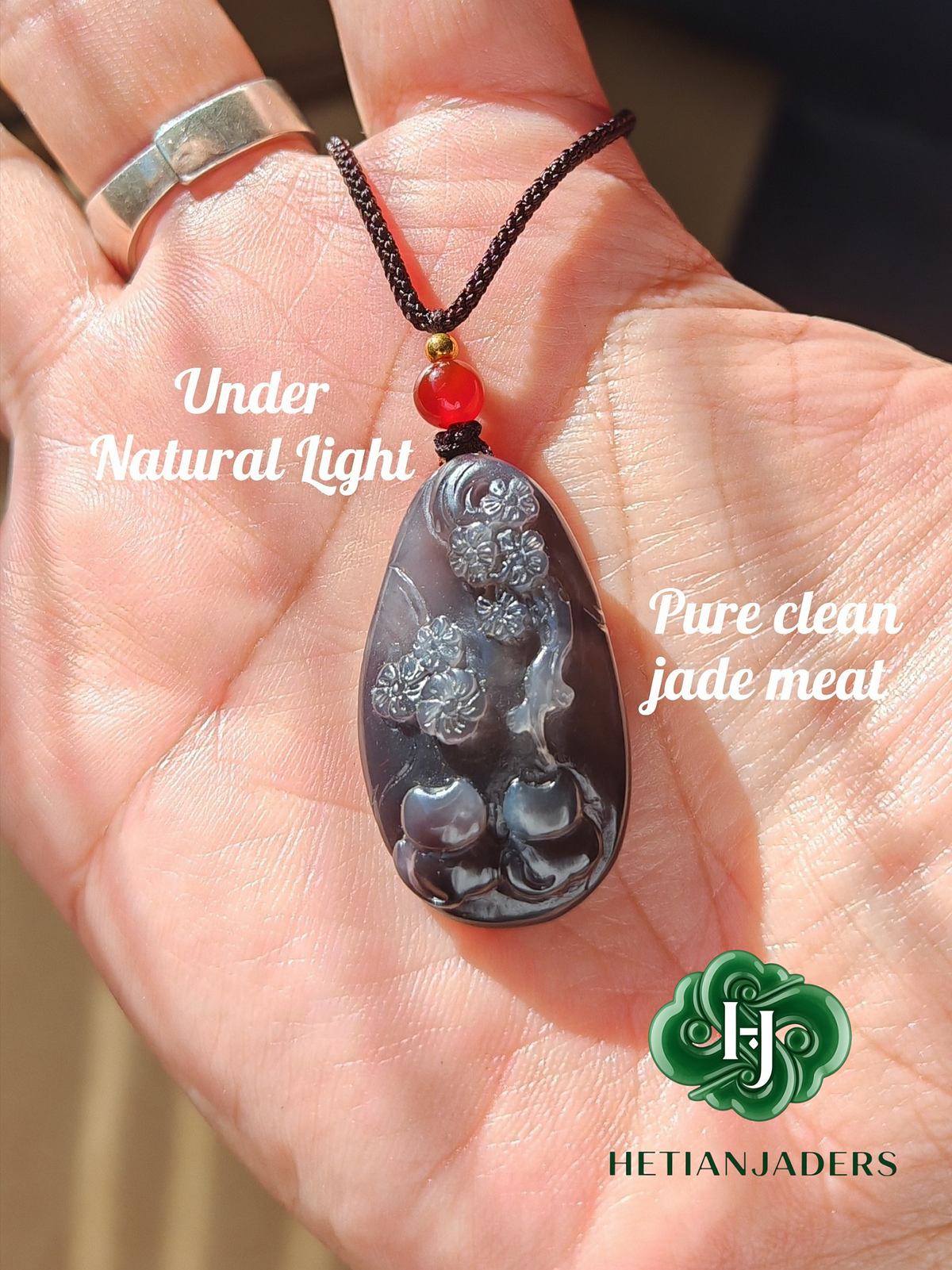 Authentic Hetian Imperial Purple Jade Carved Pendant / 和田玉帝王紫雕刻吊坠