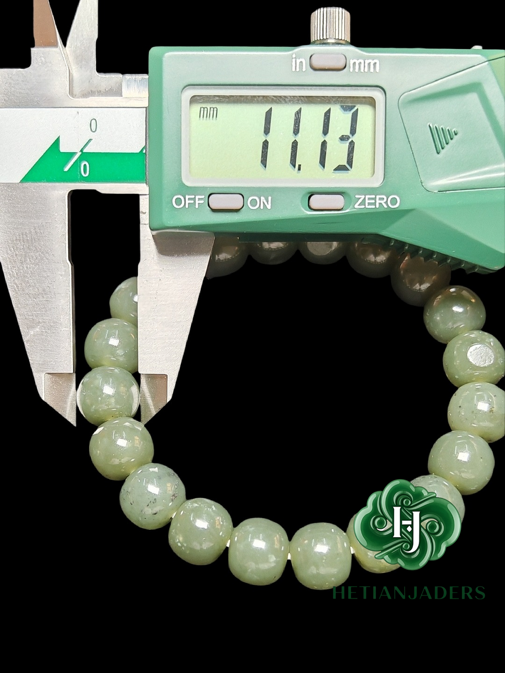 Authentic Hetian Seed ShaZhaoQing 11*10 Old Style Beads Jade Bracelet / 和田玉籽点墨蓝调沙枣青11*10老形珠手串