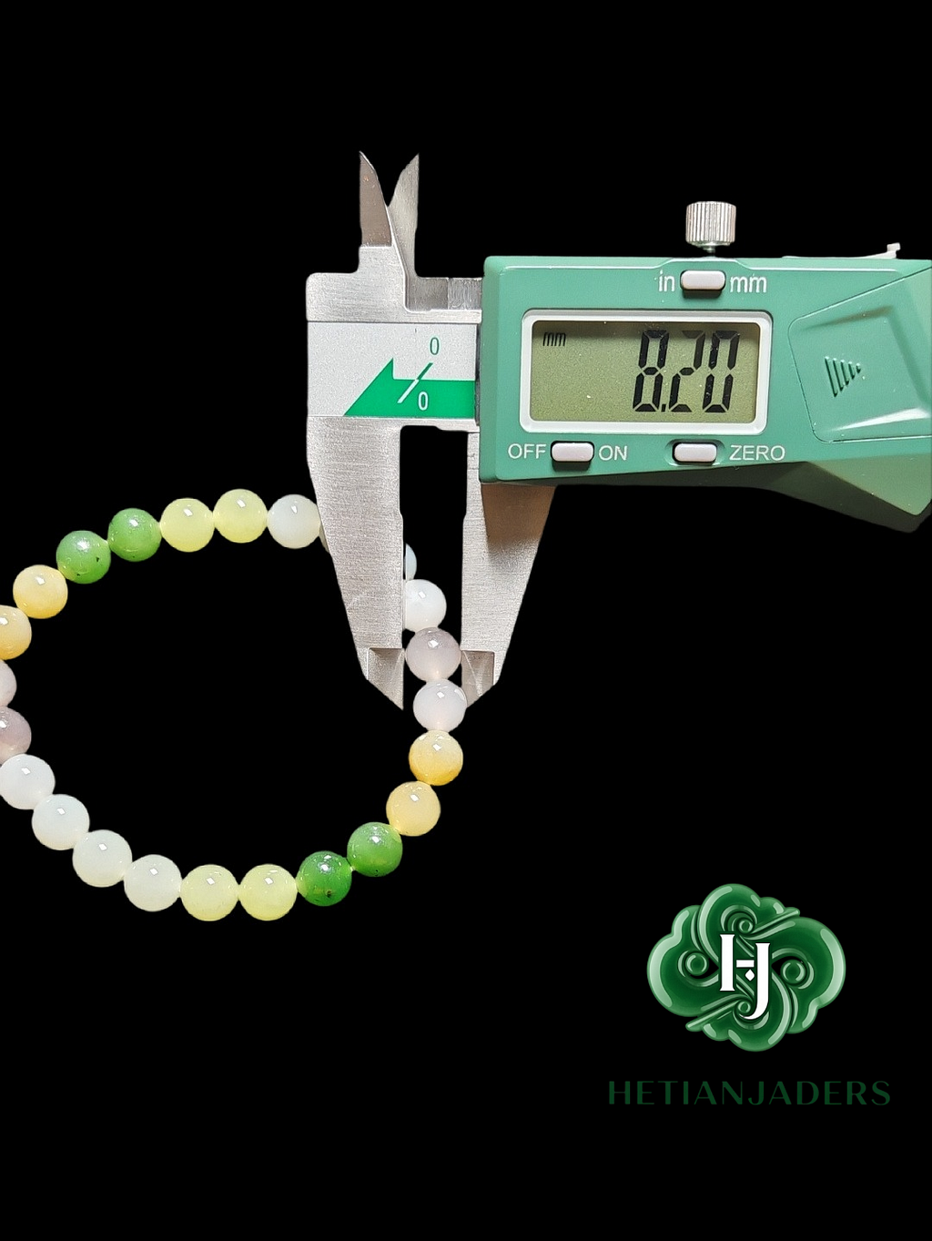 Authentic Hetian Jade 8mm Multi-treasures Beads Bracelet / 和田玉卡8多宝手串