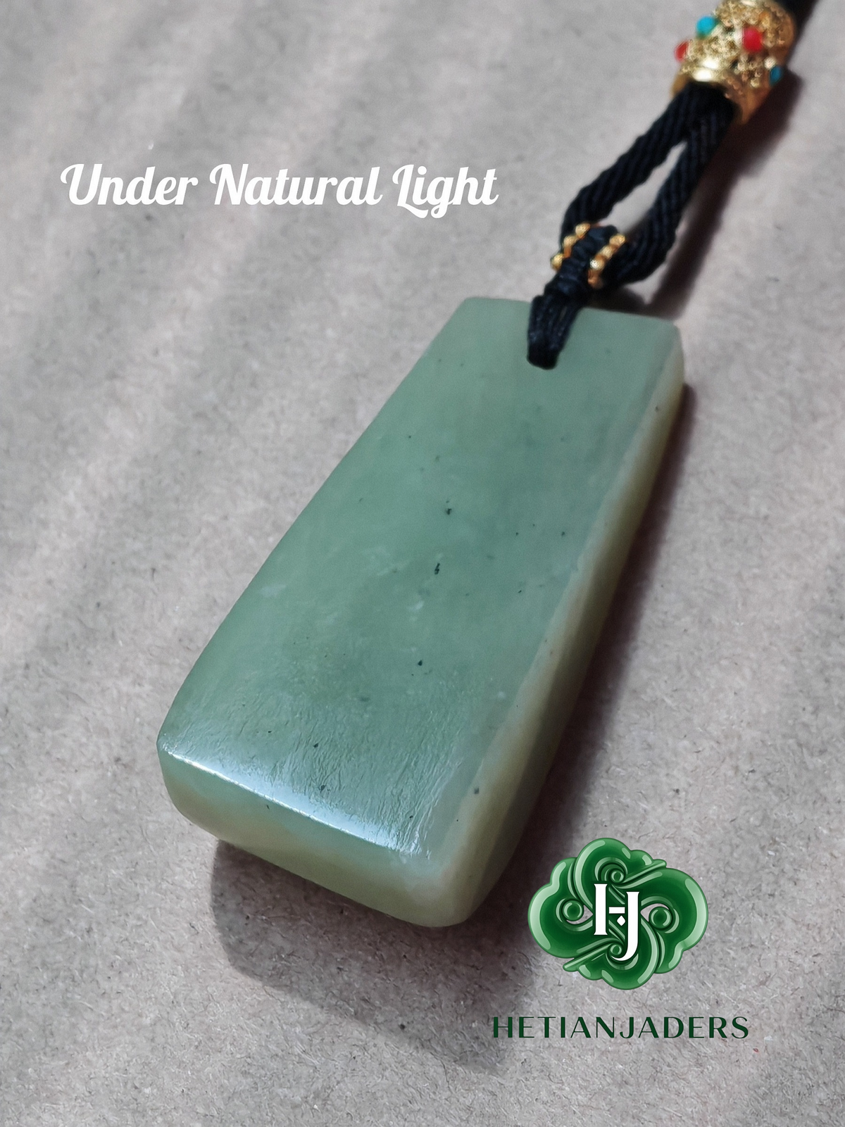 Authentic Hetian Ruoqiang Golden Emerald Yellow Jade Pendant Necklace /  和田玉若羌金翠点墨黄口无事牌