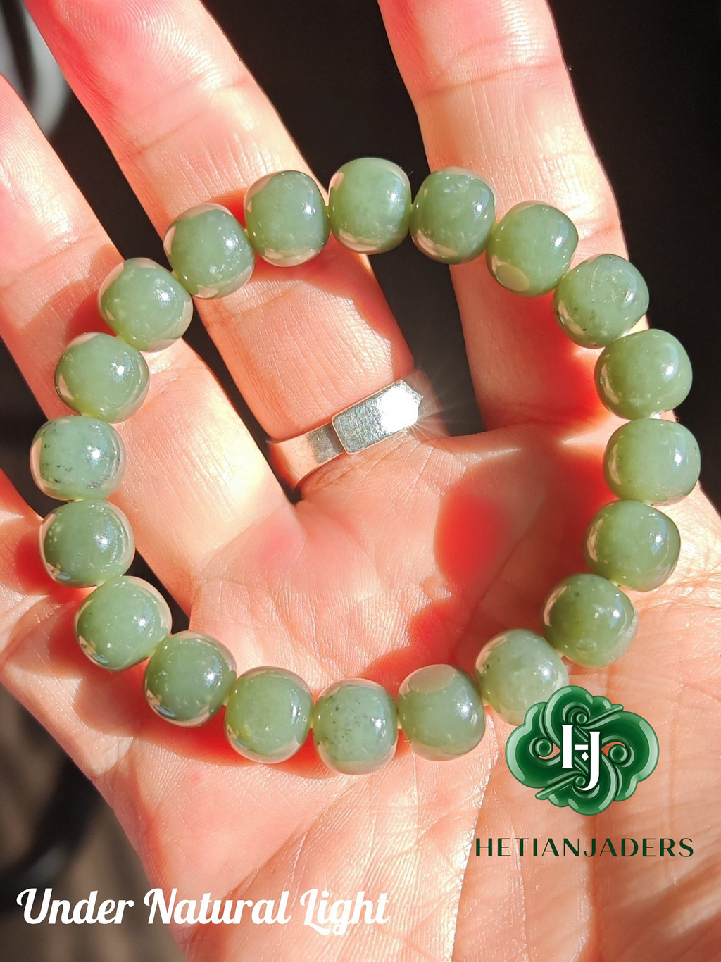 Authentic Hetian Seed ShaZhaoQing 11*10 Old Style Beads Jade Bracelet / 和田玉籽点墨蓝调沙枣青11*10老形珠手串