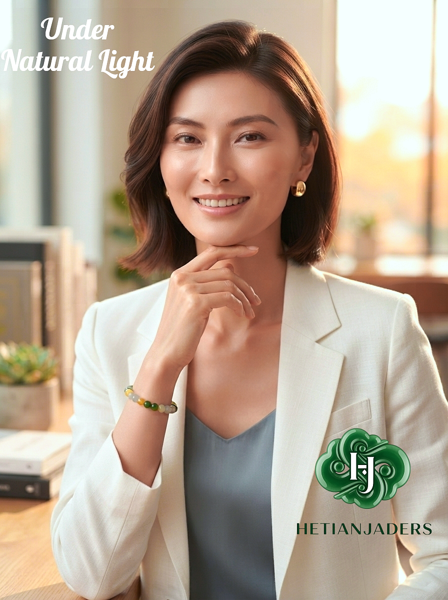 Authentic Hetian Jade 8mm Multi-treasures Beads Bracelet / 和田玉卡8多宝手串