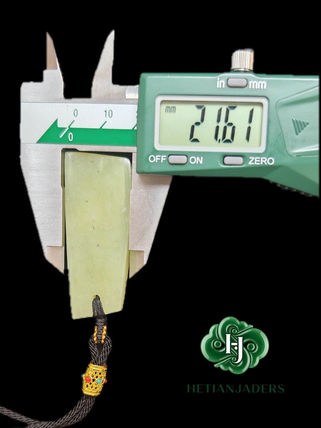 Authentic Hetian Ruoqiang Golden Emerald Yellow Jade Pendant Necklace /  和田玉若羌金翠点墨黄口无事牌