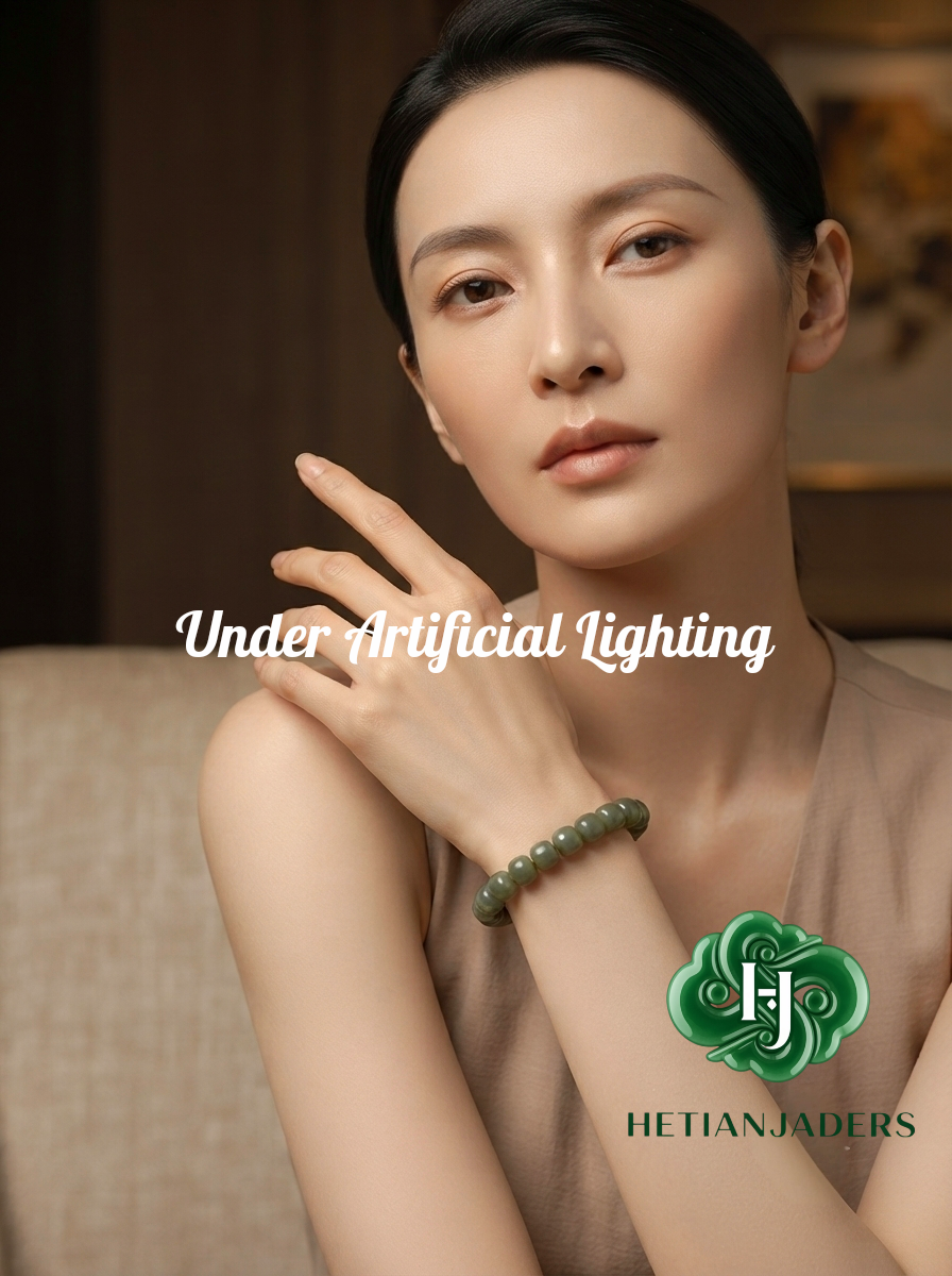 Authentic Hetian Seed ShaZhaoQing 11*10 Old Style Beads Jade Bracelet / 和田玉籽点墨蓝调沙枣青11*10老形珠手串