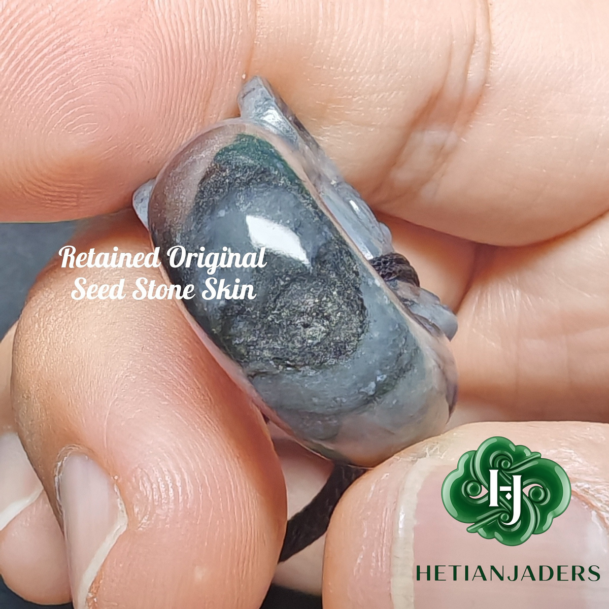 Authentic Hetian Jade Seed Stone Qing Hua Carved Pillar Dragon Pendant /和田玉3色青花籽料玉柱龙吊坠