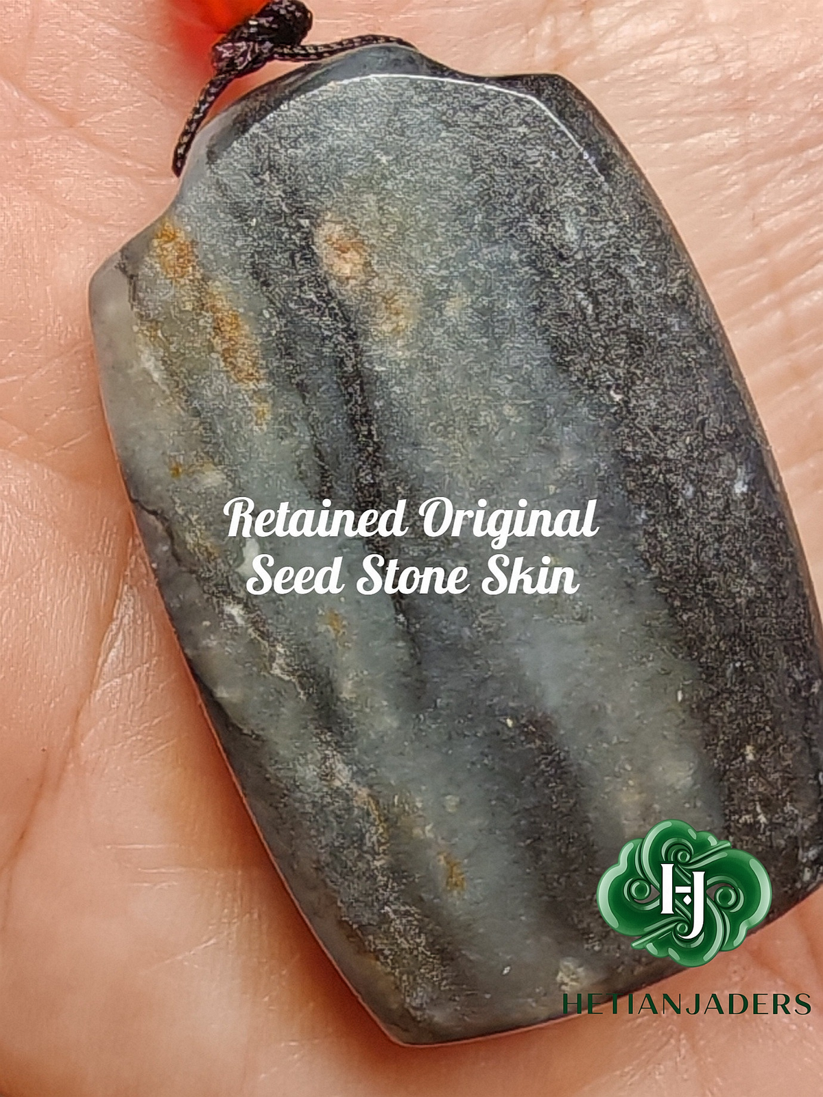 Authentic Hetian Jade Seed Stone Tricolor QingHua 3*5 WuShi Pendant / 和田玉3色青花籽料3*5无事牌