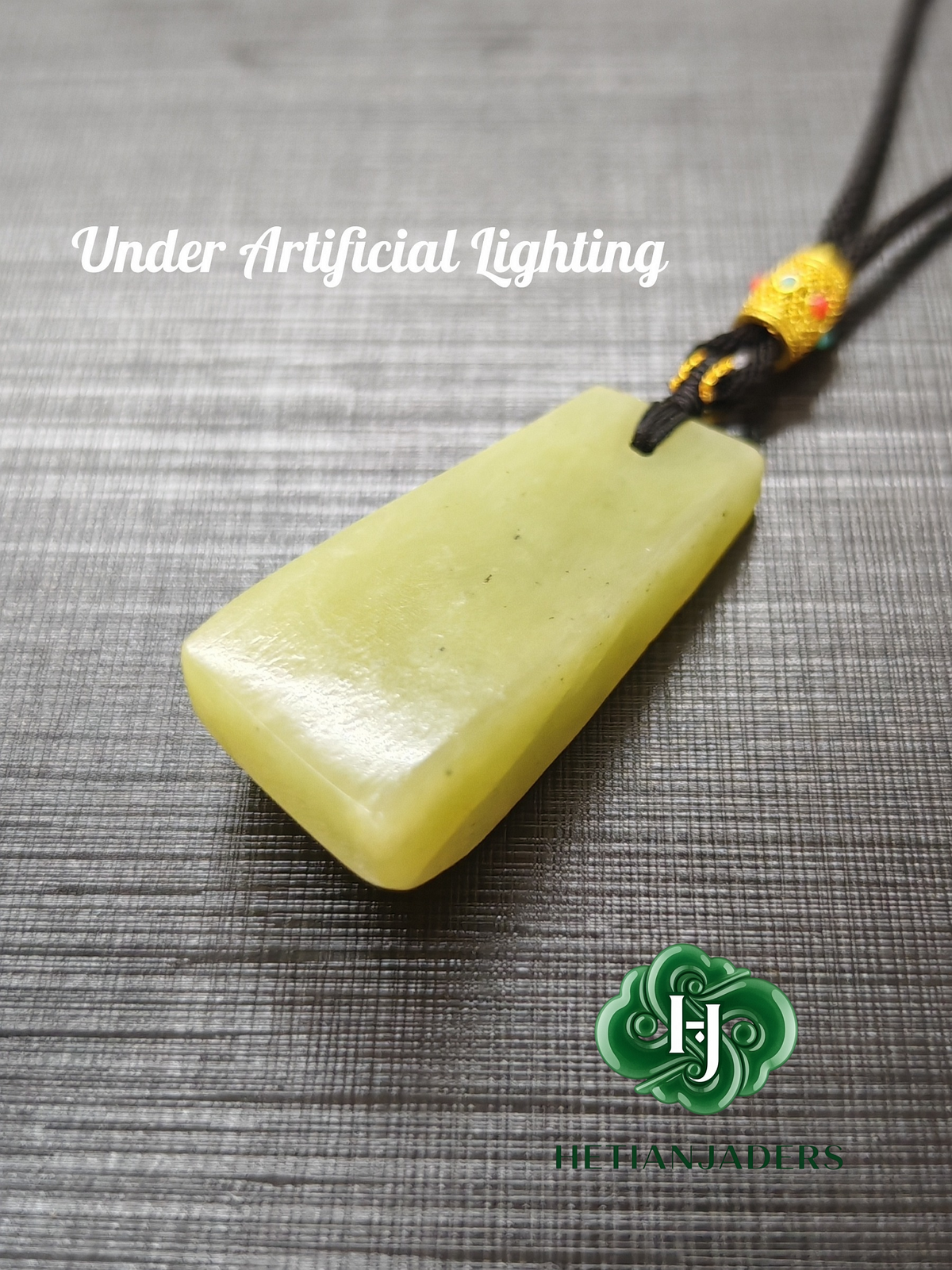Authentic Hetian Ruoqiang Golden Emerald Yellow Jade Pendant Necklace /  和田玉若羌金翠点墨黄口无事牌
