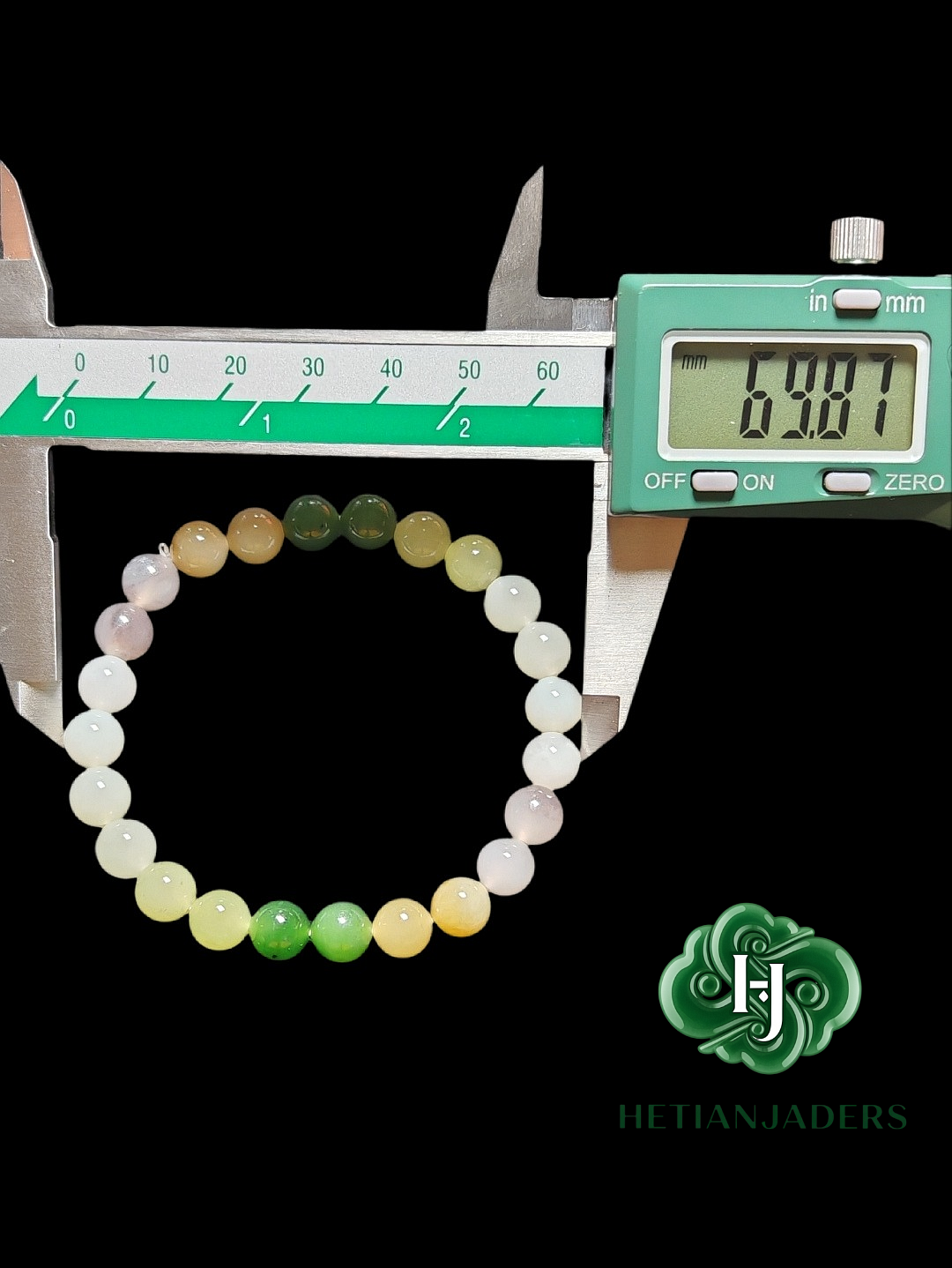 Authentic Hetian Jade 8mm Multi-treasures Beads Bracelet / 和田玉卡8多宝手串
